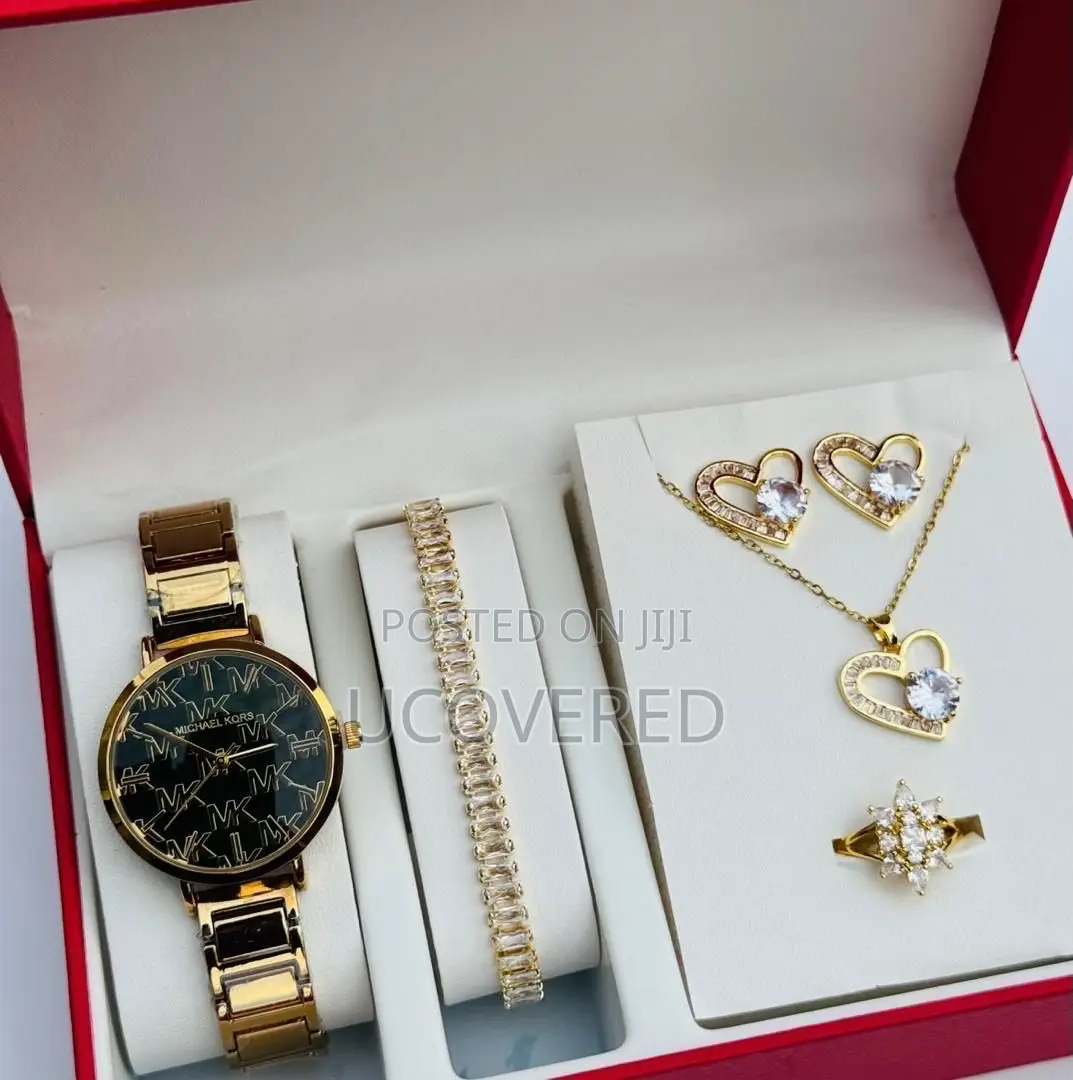 Ladies Watch + Bracelet + Necklace + Earrings Set