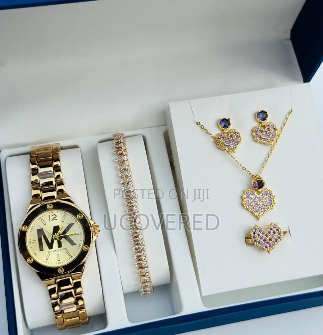 Ladies Watch + Bracelet + Necklace + Earrings Set