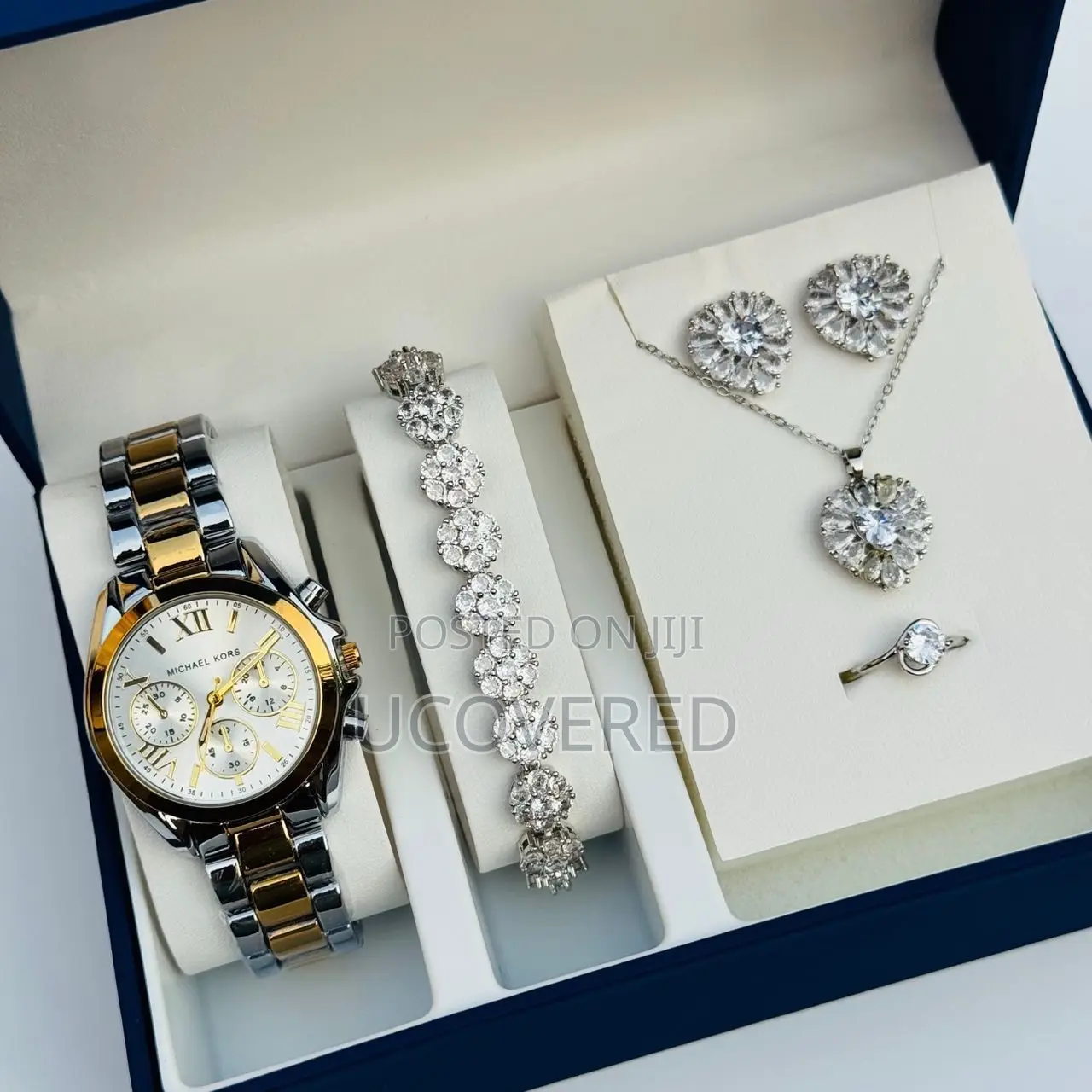 Ladies Watch + Bracelet + Necklace + Earrings Set