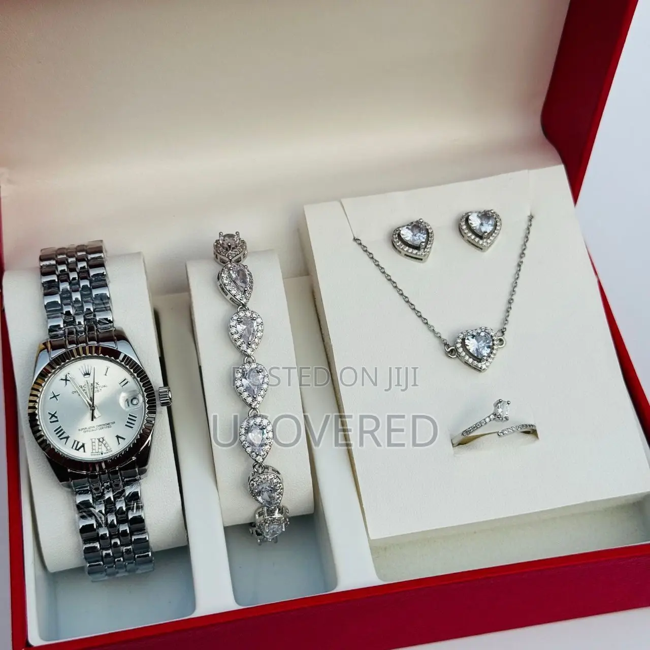 Ladies Watch + Bracelet + Necklace + Earrings Set