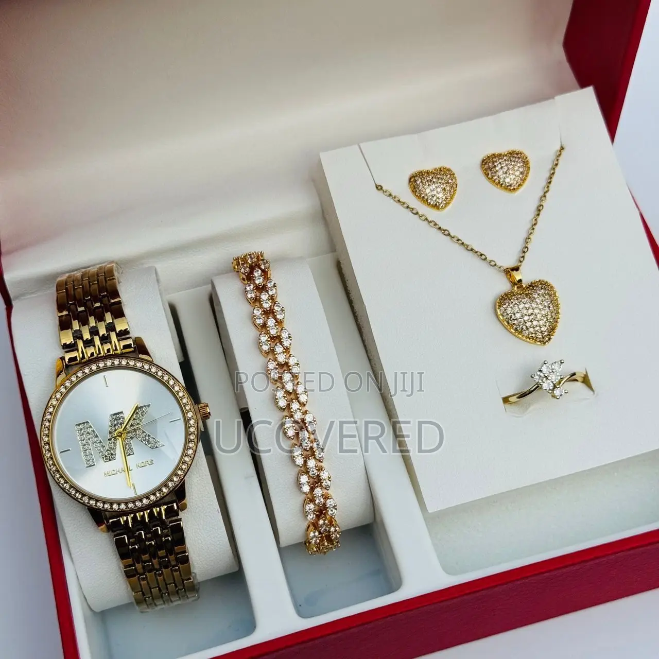 Ladies Watch + Bracelet + Necklace + Earrings Set