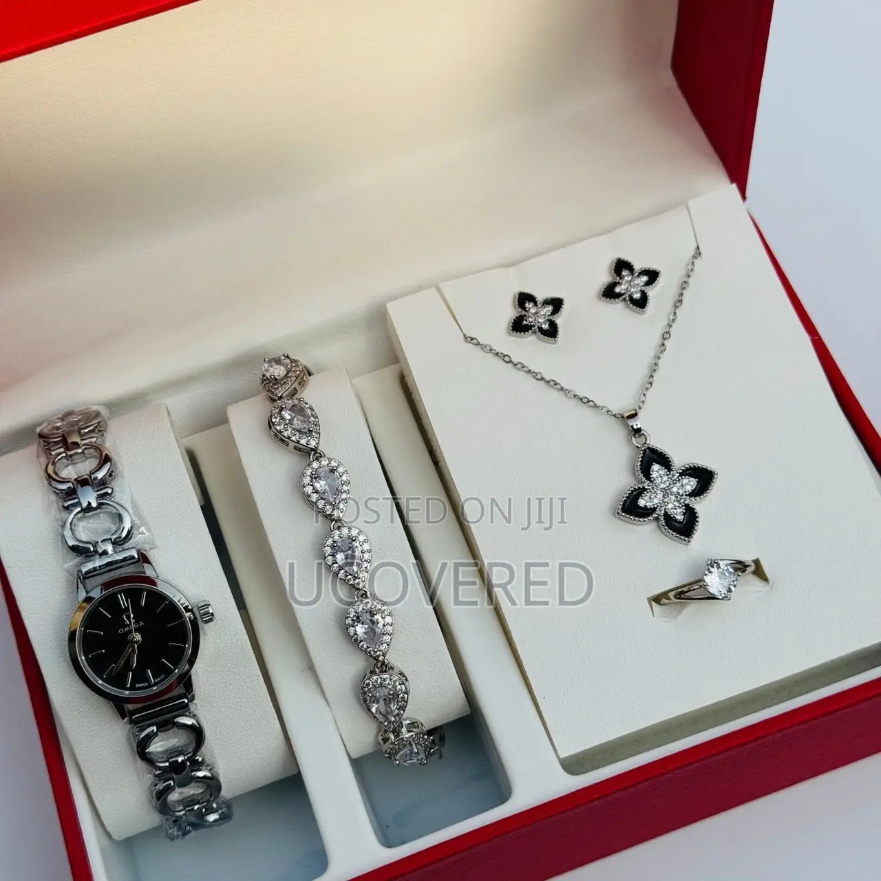 Ladies Watch + Bracelet + Necklace + Earrings Set