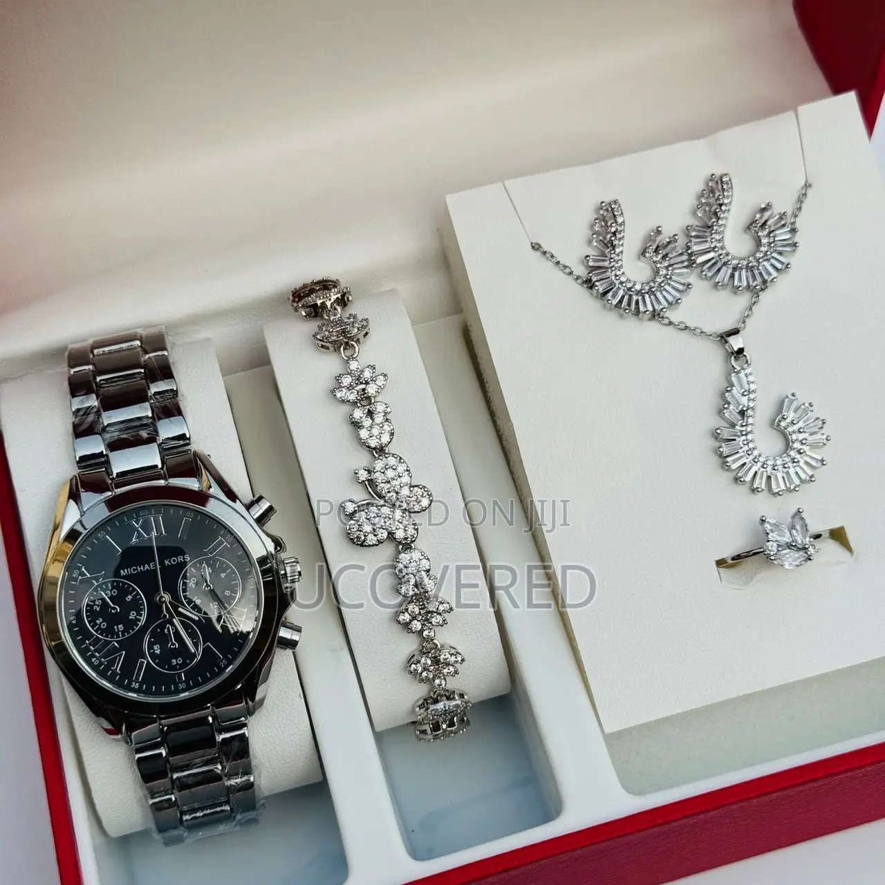 Ladies Watch + Bracelet + Necklace + Earrings Set