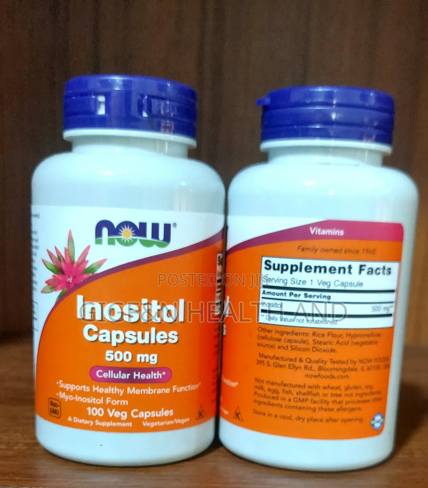 Now Inositol Myo Form, Capsules 500mg/100 Veg Caps(2030 Expiry)