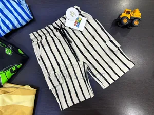 Army Side Pocket Shorts and White With Black for Kids 1-10years