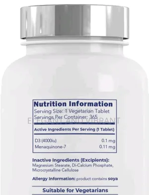 Vitamin D3 4000iu Vitamin K2 |  Tablets | 365high Strength Tablets