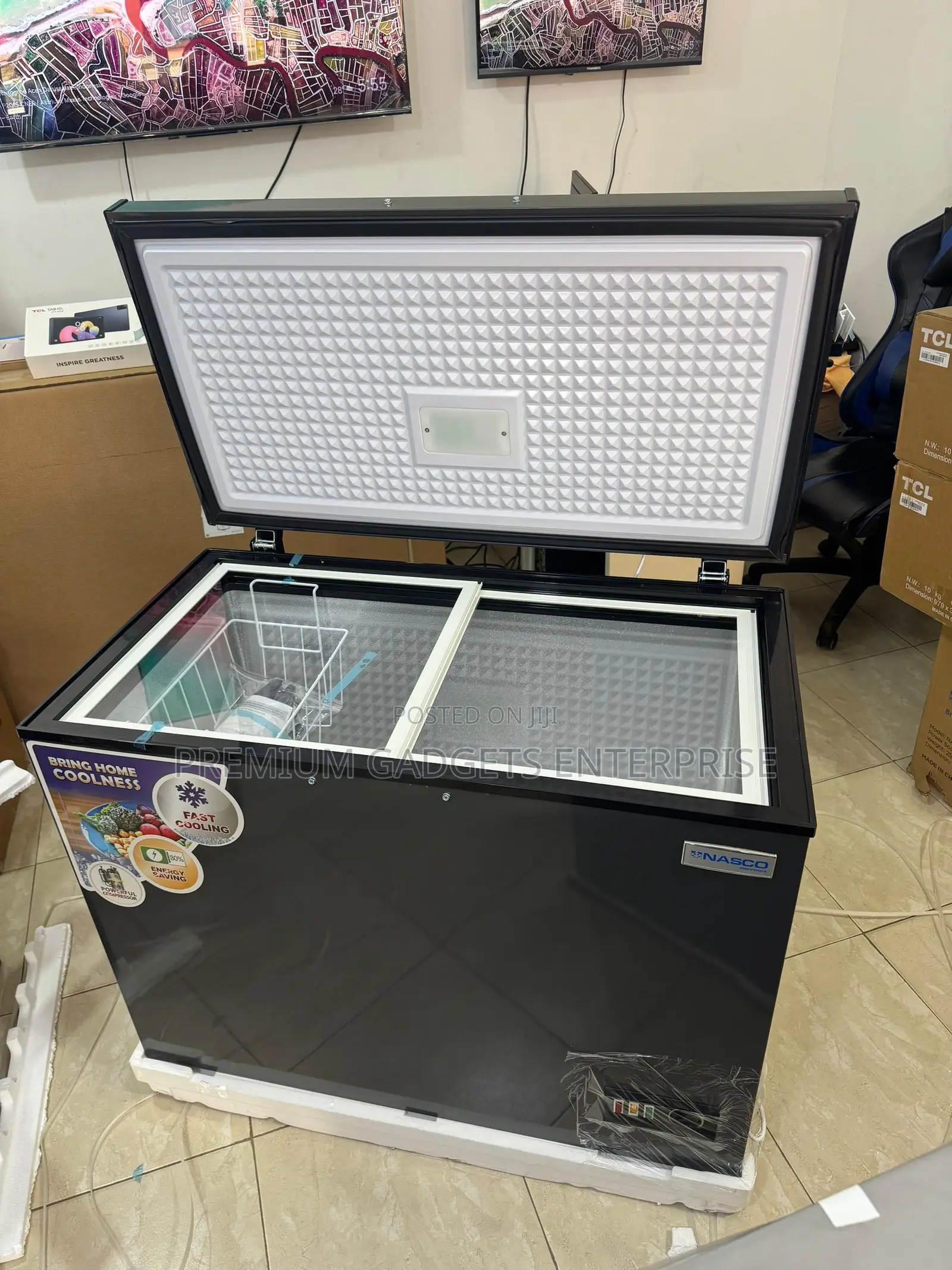 Nasco 250 Ltrs Chest Freezer With Sliding Glass Nas-350fl