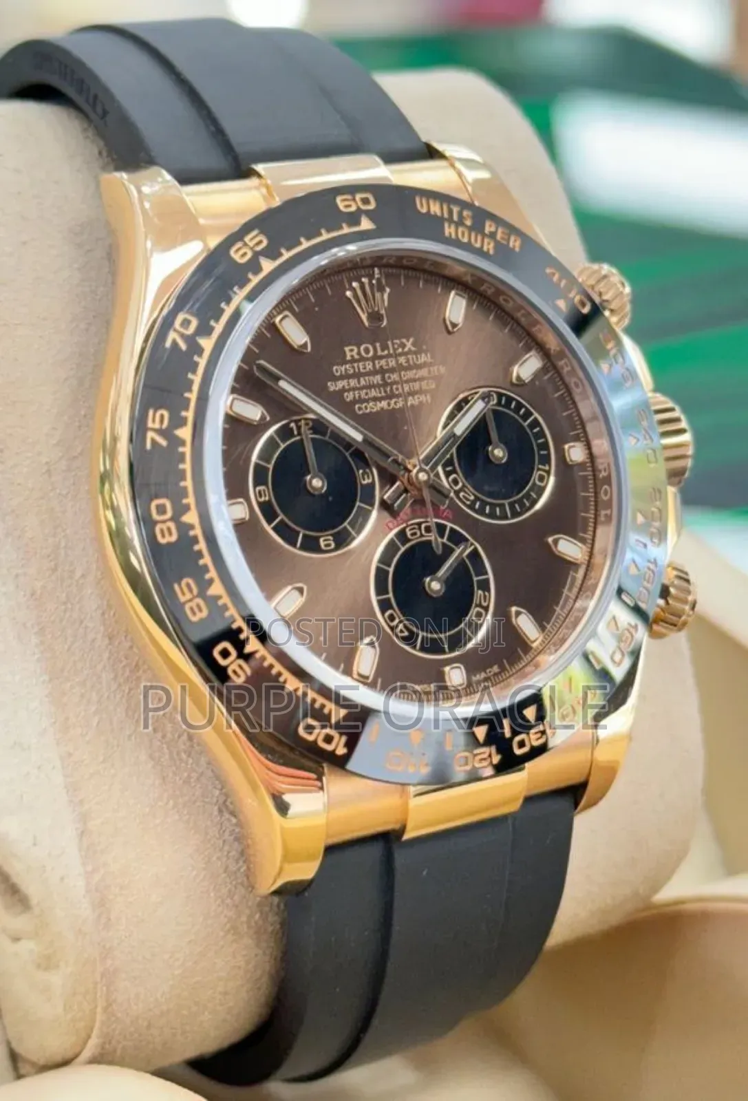 Rolex Daytona Cosmograph Rosegold Oysterflex Strap Watch.