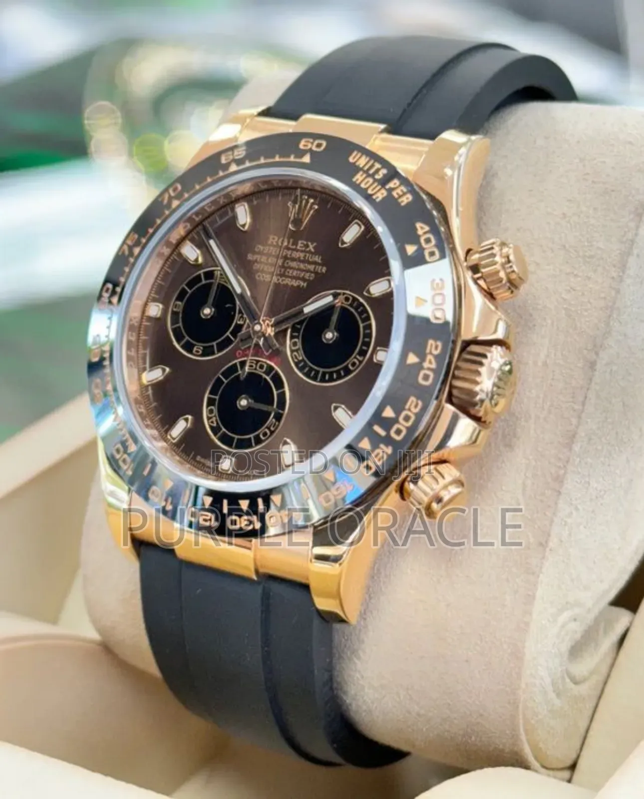 Rolex Daytona Cosmograph Rosegold Oysterflex Strap Watch.
