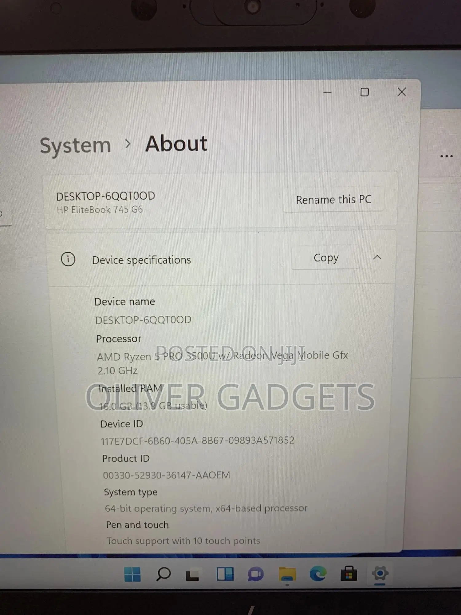 Laptop HP EliteBook 745 G6 16GB AMD Ryzen 5 SSD 256GB