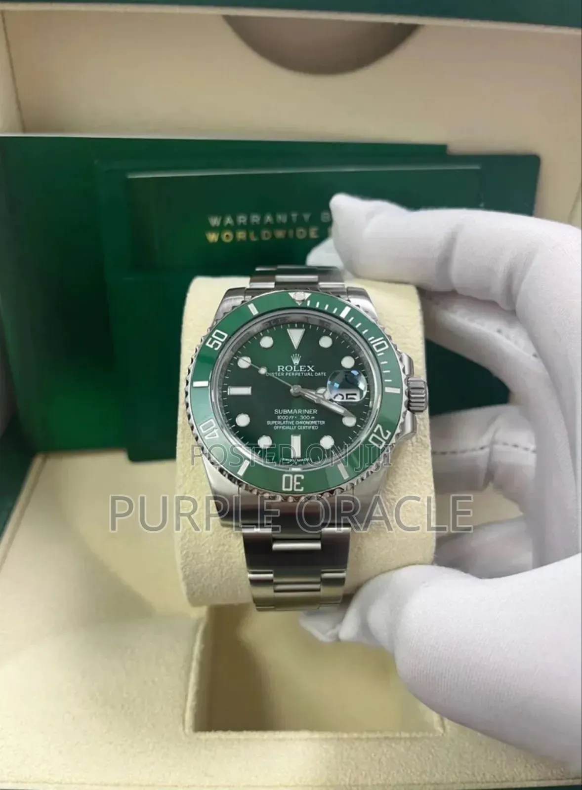Rolex Submariner Date Hulk Silver Green Dial Watch