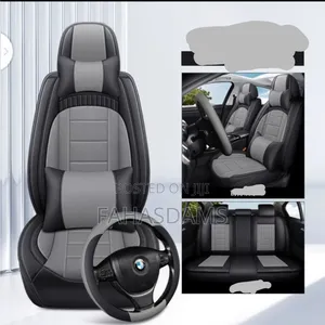 Brown and Black Leather Seat Cover With Steering Cover