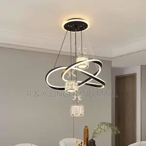 Modern Crystal Led Pendant Lamp - 48w - Black/Gold