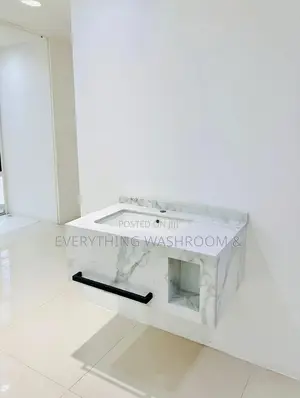 Modern 80cm Marble Bathroom Vanity Cabinet With Oval Led Mirror