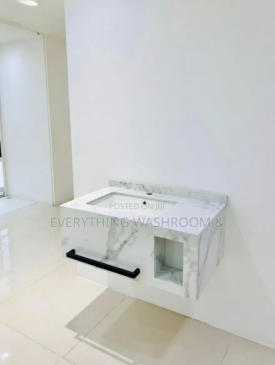 Modern 80cm Marble Bathroom Vanity Cabinet With Oval Led Mirror