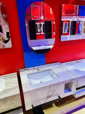 Modern 80cm Marble Bathroom Vanity Cabinet With Oval Led Mirror