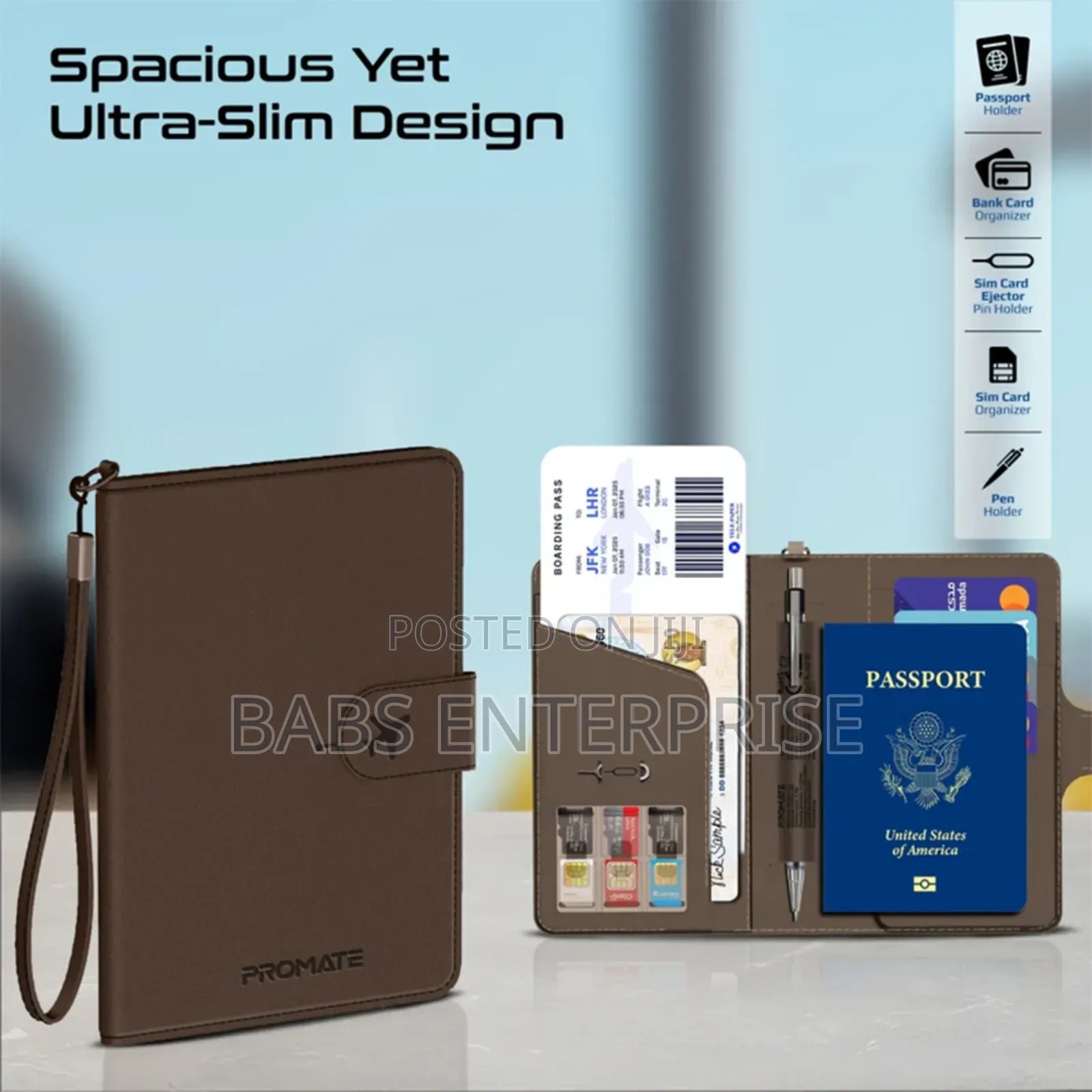 Promate Prowallet Anti-loss Slim Leather Wallet Rfid Smart Tracking