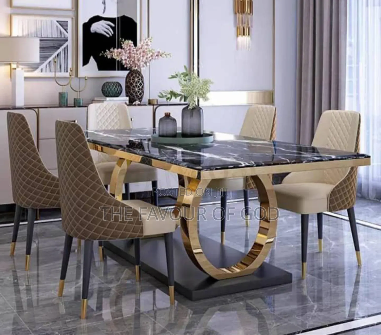 Classic and Beautiful 6 Seater Marble Dining