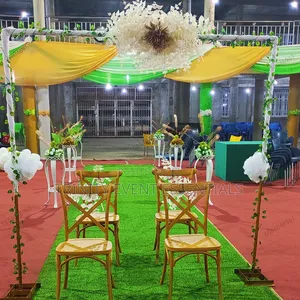 Walkway Stands, Metal Frame Arches, Cross-Back Chairs for Rent