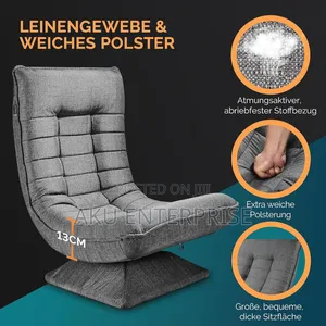 Adjustable Chair Backrest 360 Rotate Relax Floor Lounge Chair Grey