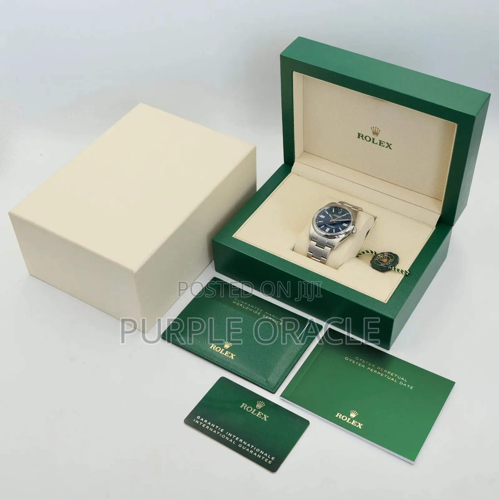 Rolex Oyster Perpetual 41mm Silver Blue Sunburst Dial Watch