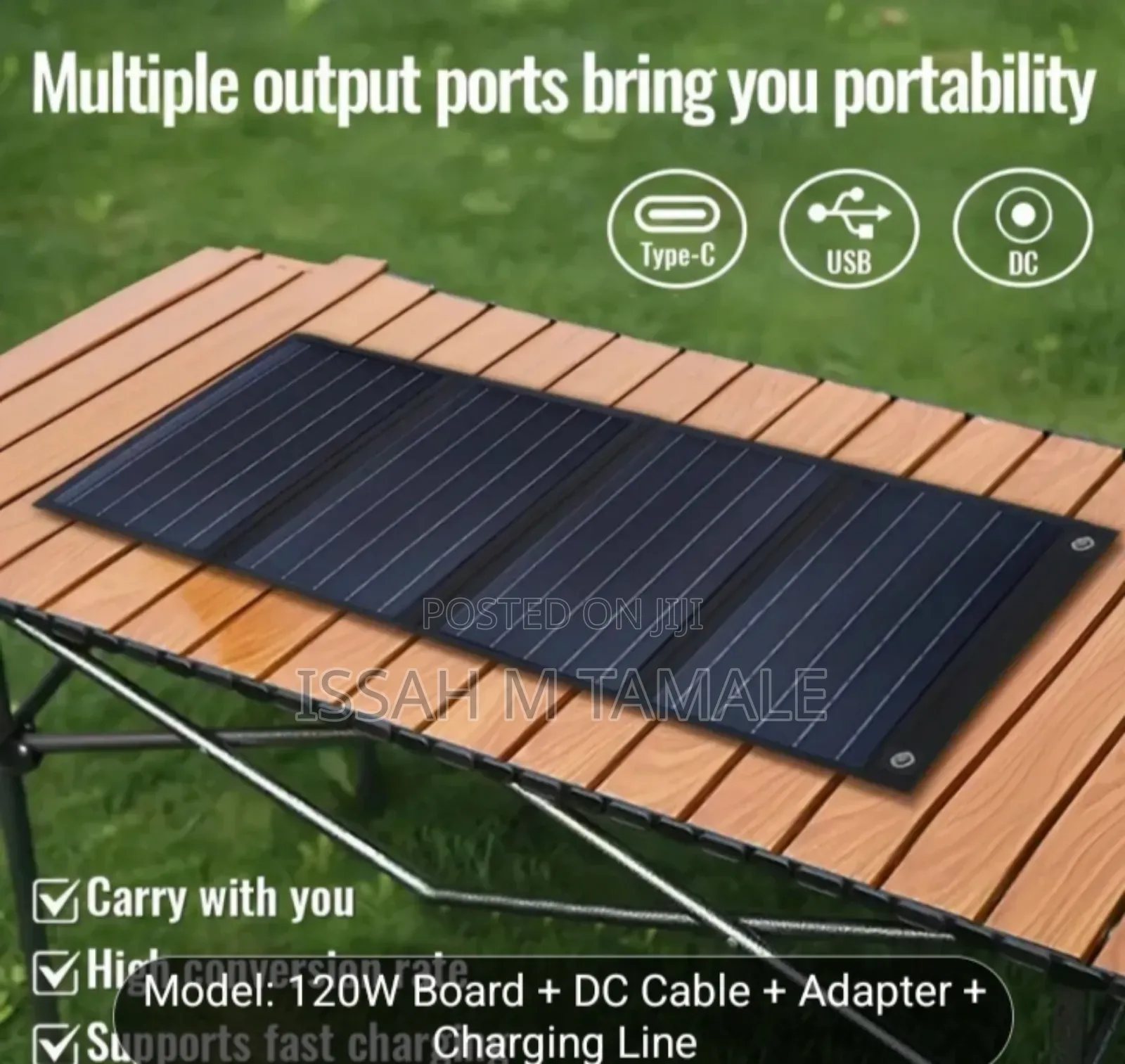 120w Folderble Multiple Solar 2 Usb Port 1 Type C and Dc for Laptop