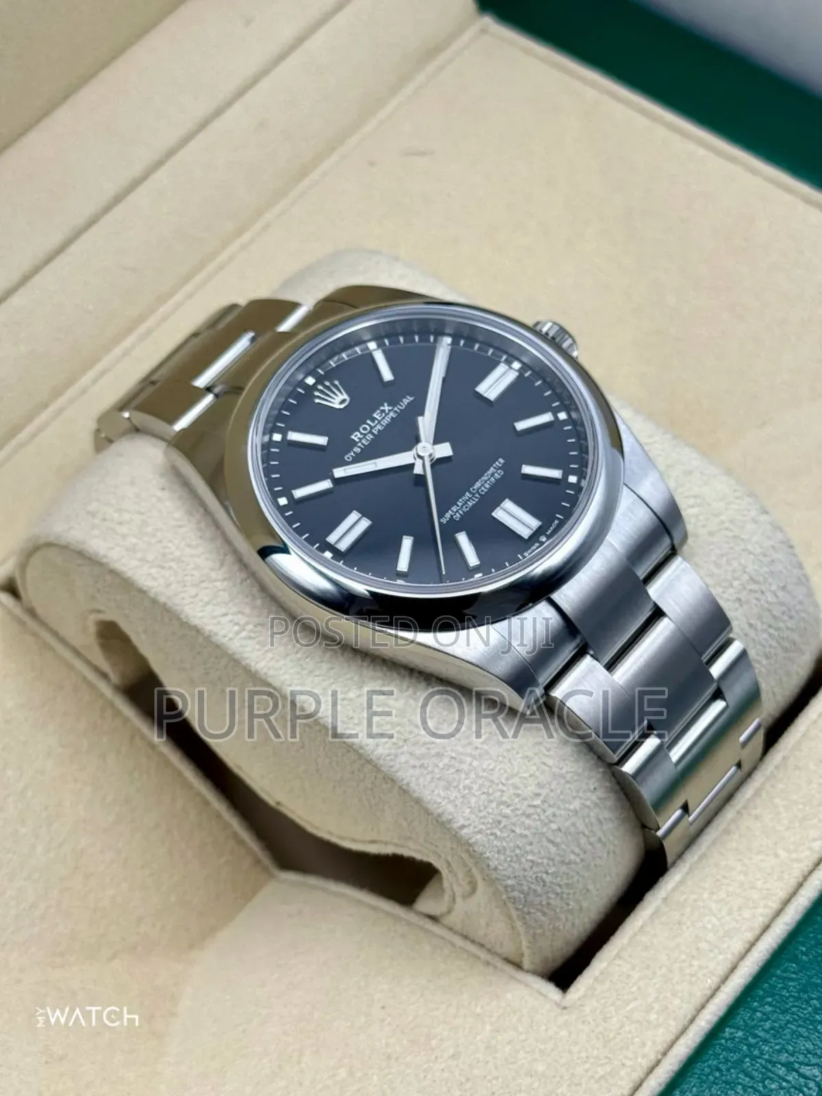 Rolex Oyster Perpetual 41mm Silver Black Dial Watch