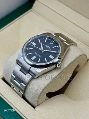 Rolex Oyster Perpetual 41mm Silver Black Dial Watch