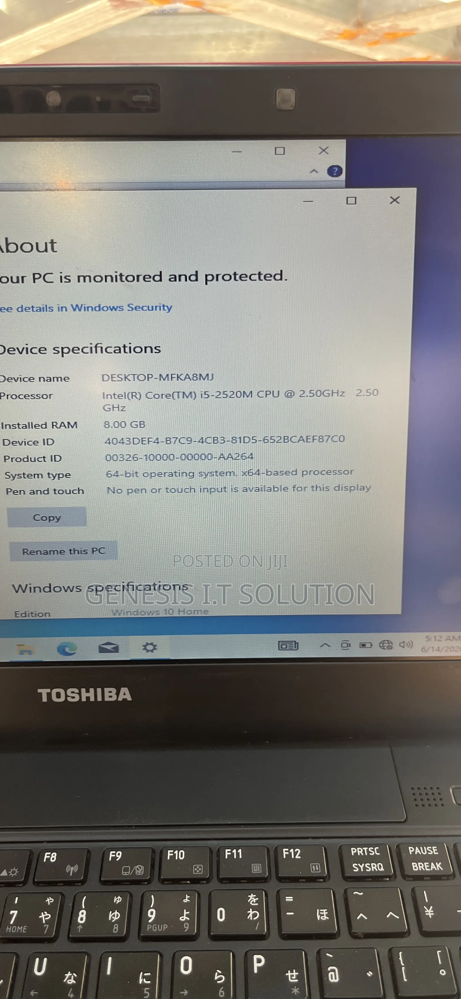Laptop Toshiba 8GB Intel Core I5 HDD 640GB