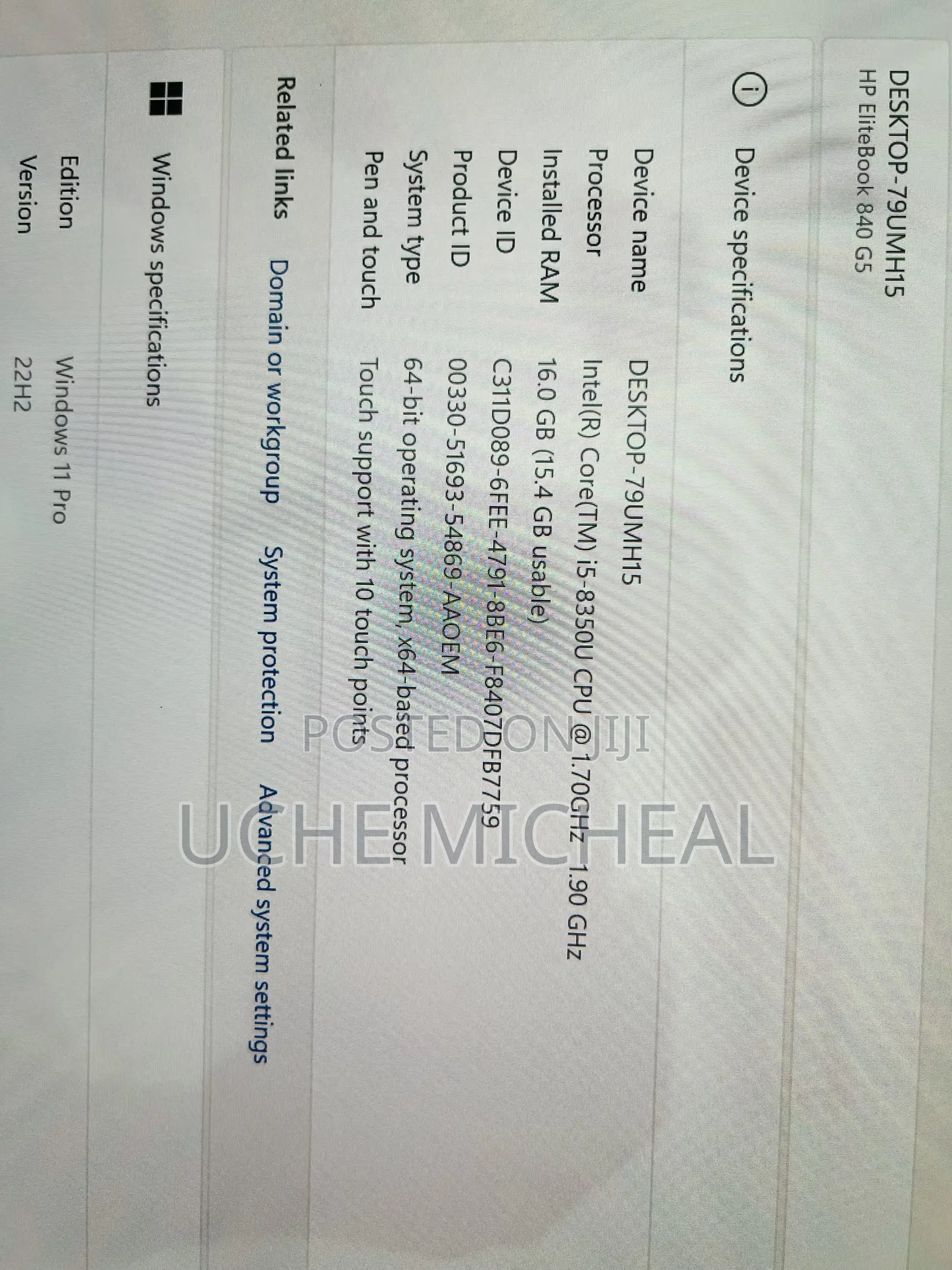 Laptop HP EliteBook 840 G5 16GB Intel Core I5 SSD 16 GB