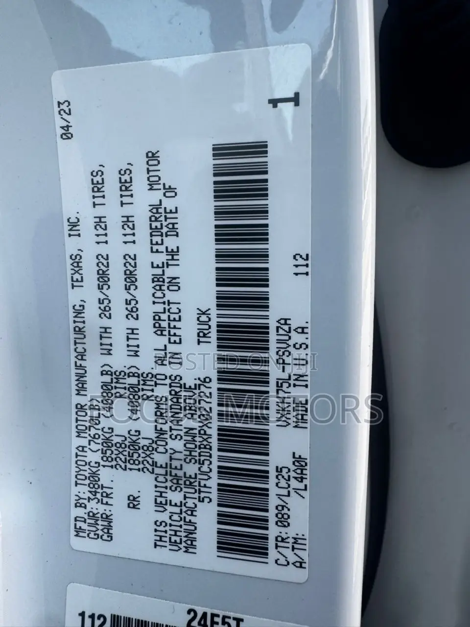 Toyota Tundra SR5 Double Cab 8.1' Bed 2023 White