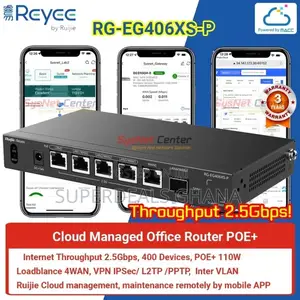 Rg-eg406xs-p Cloud Router 4 Wan Internet 2.5gbps, 400 Clients, Poe