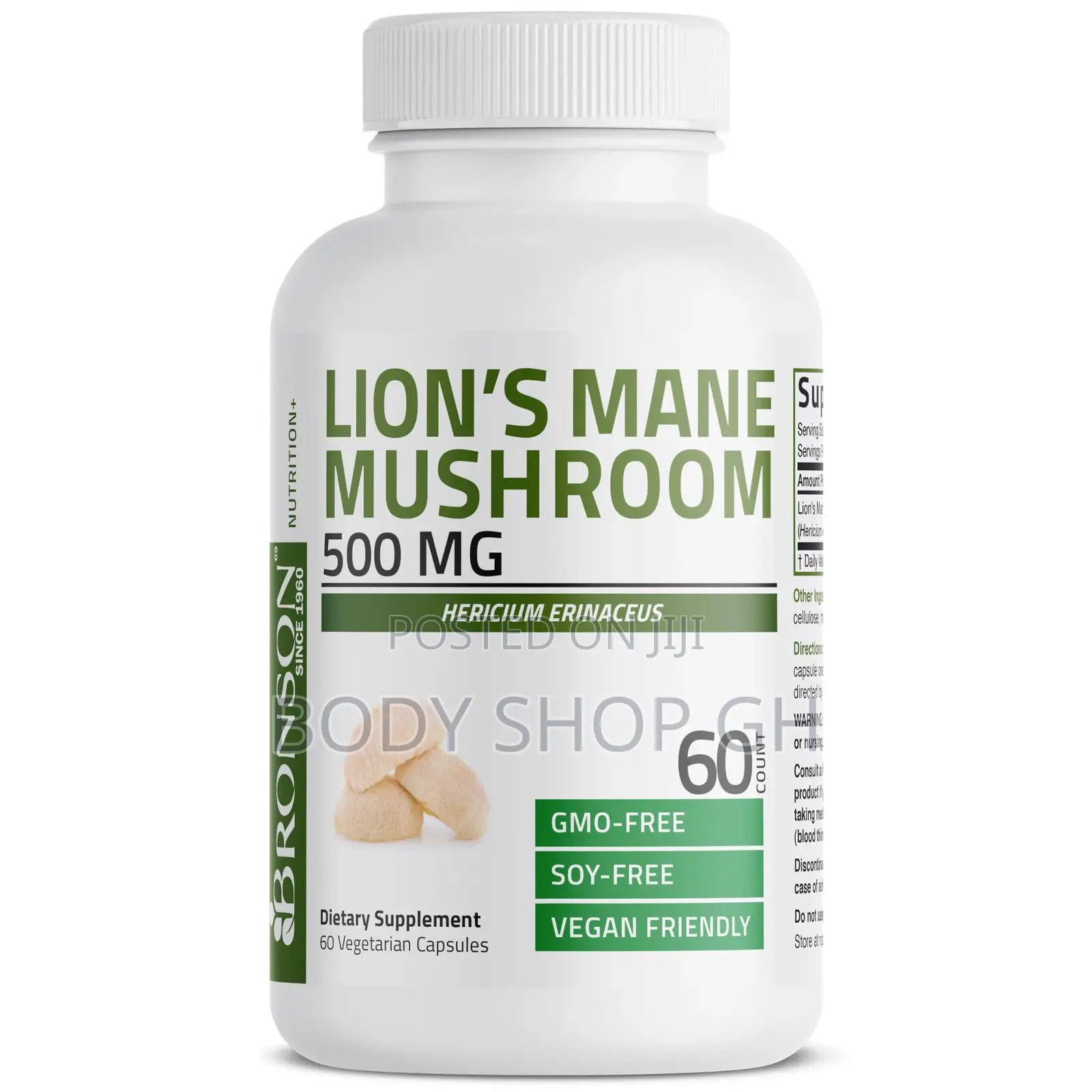 Bronson Lion's Mane Mushroom 500mg Hericium Erinaceus 60 Capsules