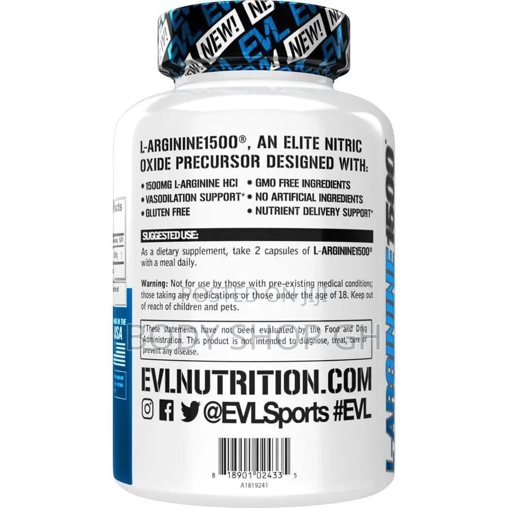 L-arginine Supplement - High Potency Nitric Oxide Booster - 1500mg