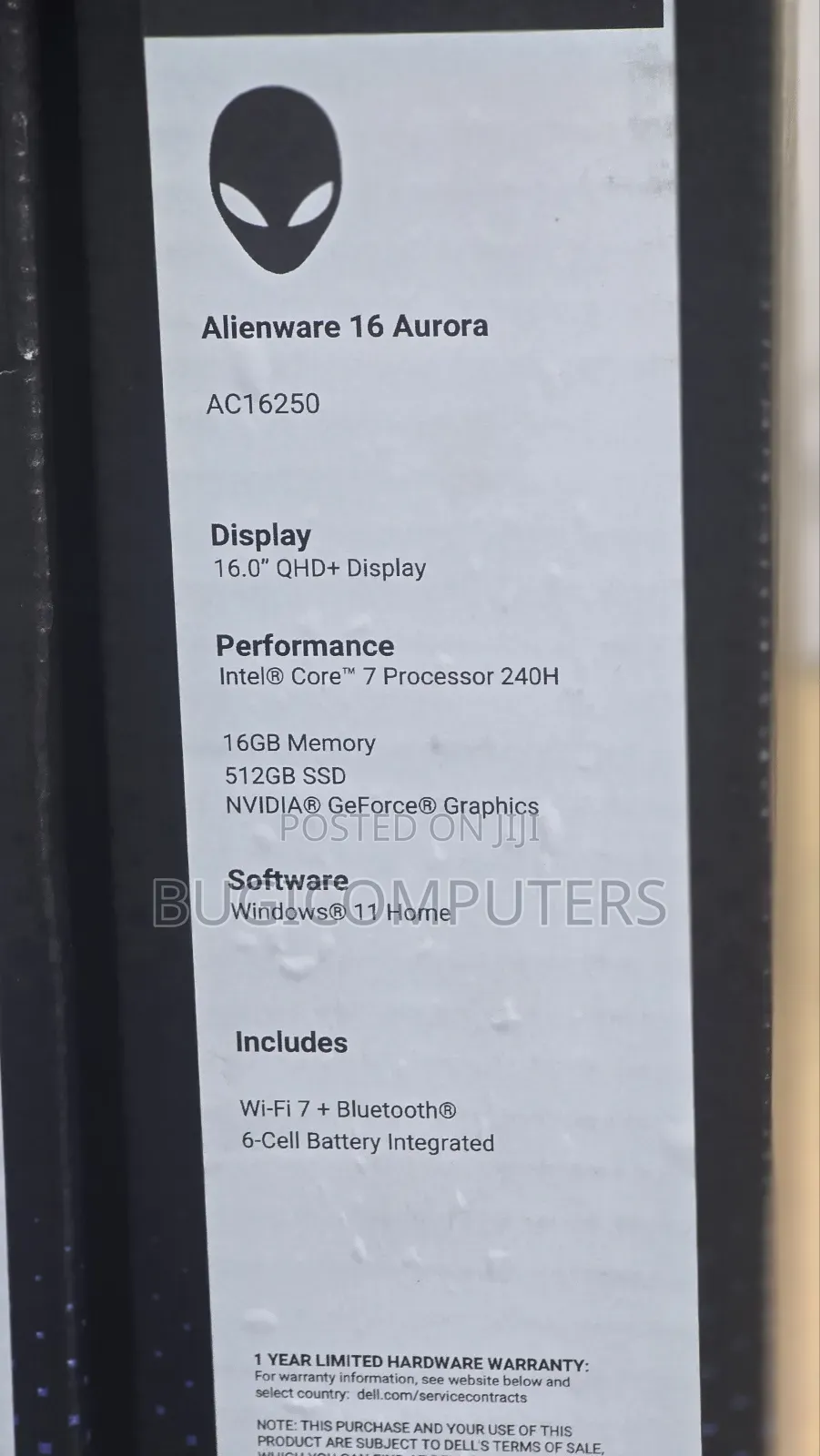 New Laptop Alienware Area-51m 16GB Intel Core 7 SSD 512GB