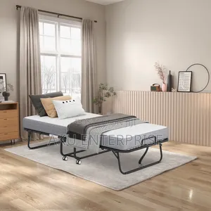 Folding Bed With Mattress Rollaway Bed for Guests, Sturdy Frame