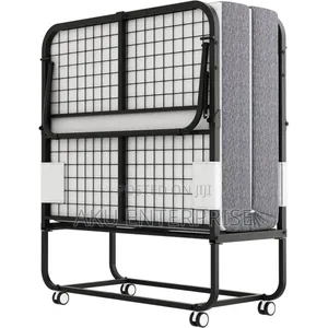 Folding Bed With Mattress Rollaway Bed for Guests, Sturdy Frame