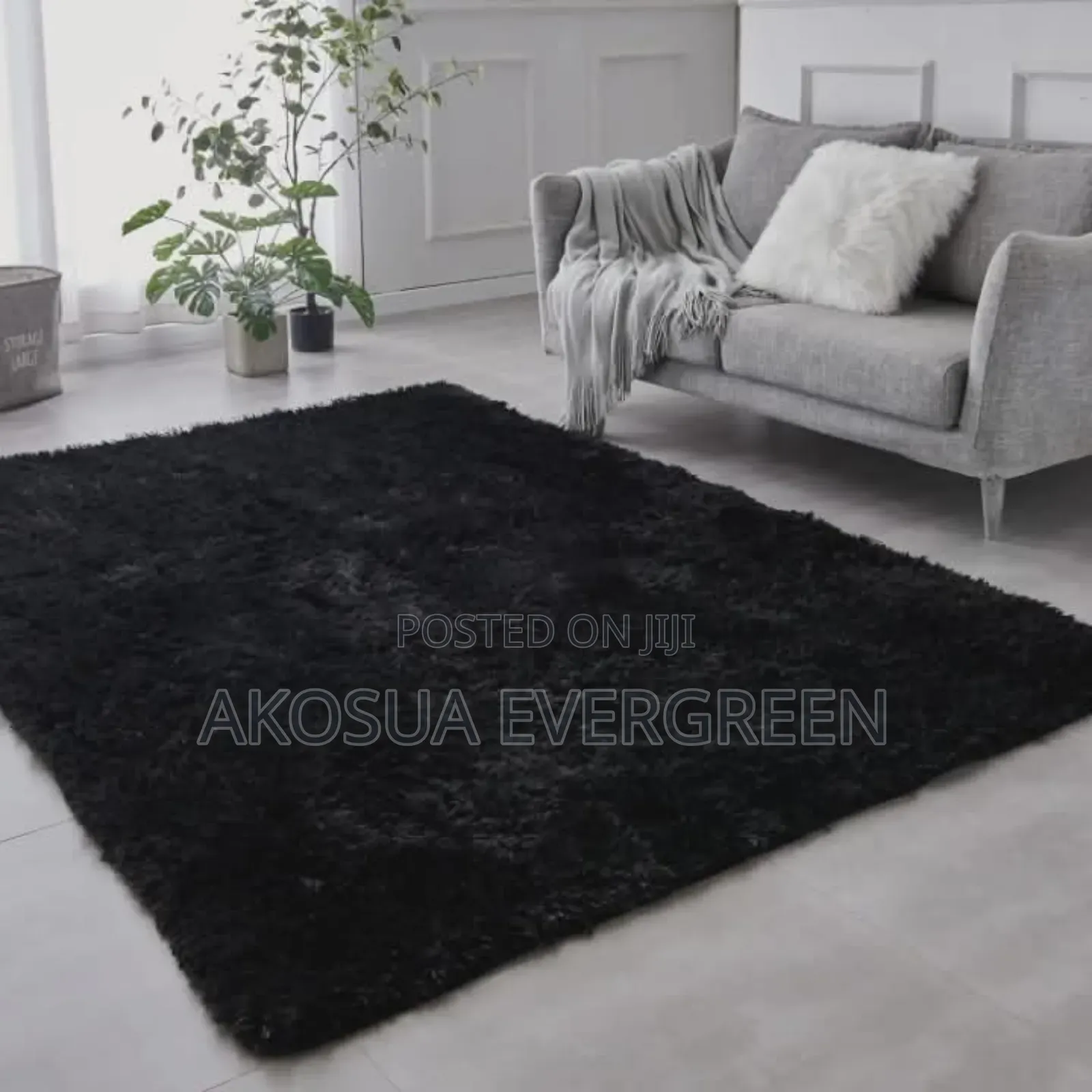 Beautiful Black Fluffy Carpet in Stock