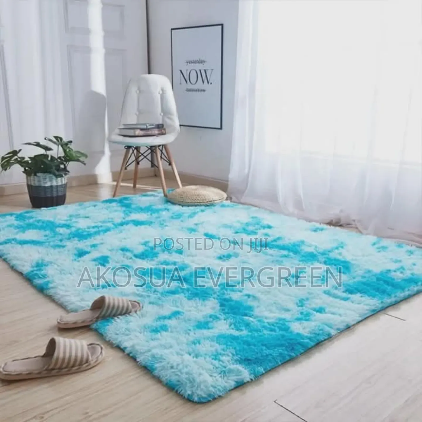 Beautiful Sky Blue Fluffy Carpet Available