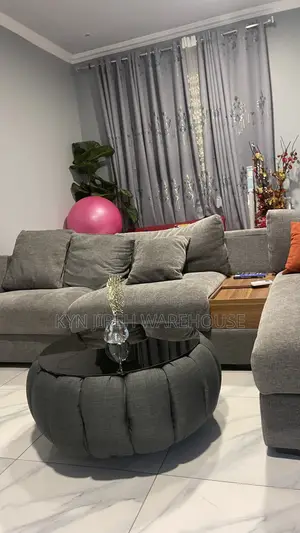 Grey Material Ottoman Center Table