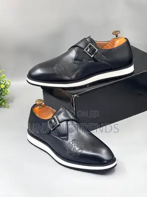 Berluti Single Monk Strap Leather Shoe (Black White)