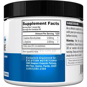 Evlution Creatine Monohydrate + L-Arginine Powder - For Massive Muscle