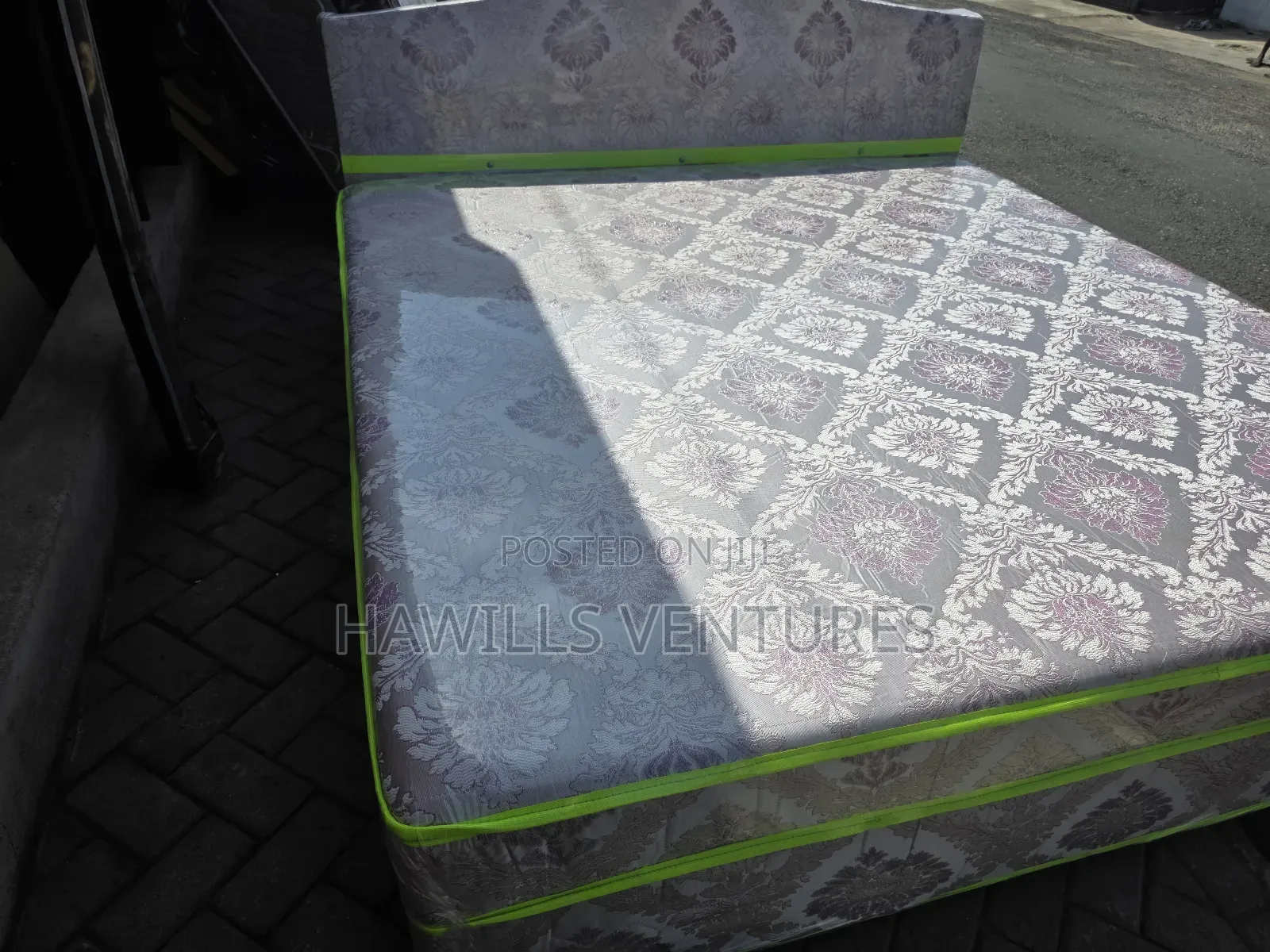 Patterned Mattress and Matching Headboard Complete in Built.