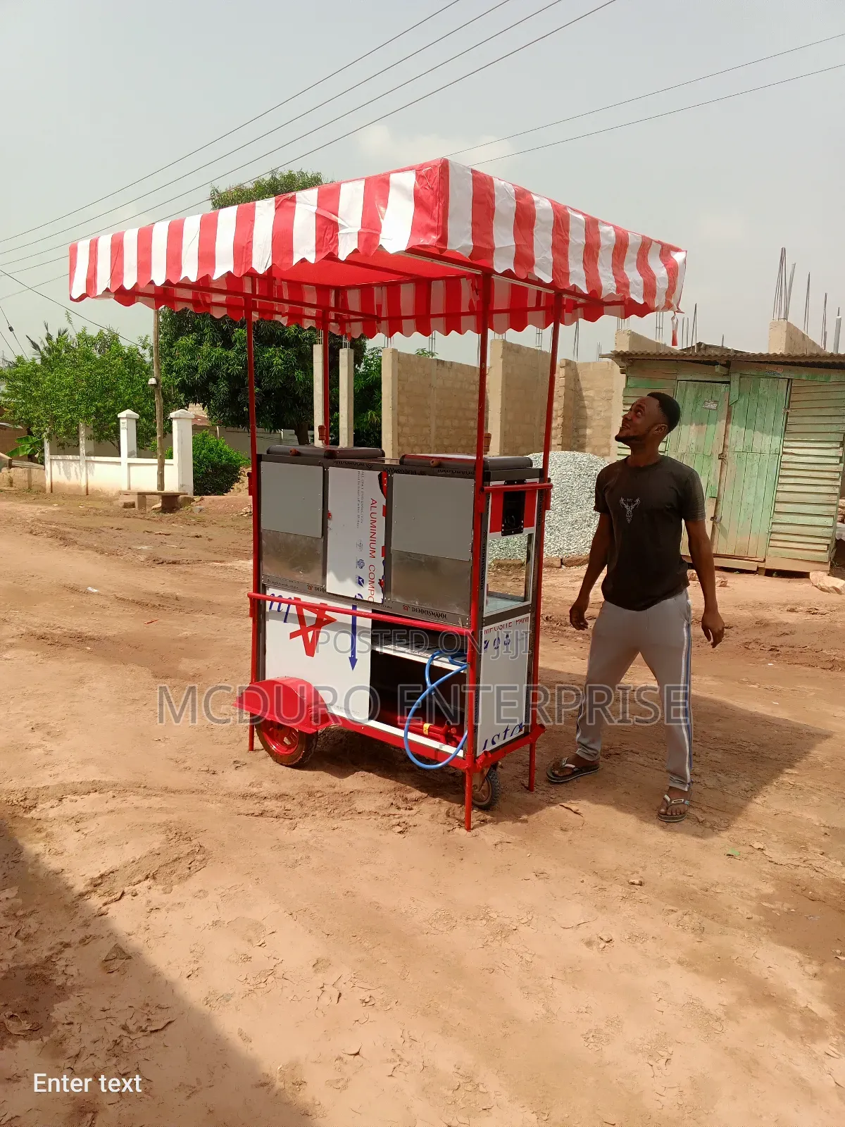 Double Gas and Electric Popcorn Machine on Wheels