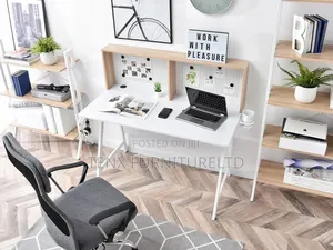 Modern Desk With Organizer (White Oak)