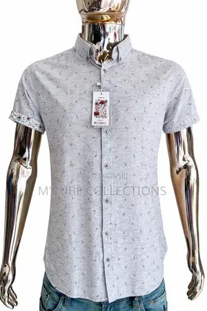 Men's Casual Chambray Short-Sleeve Shirt