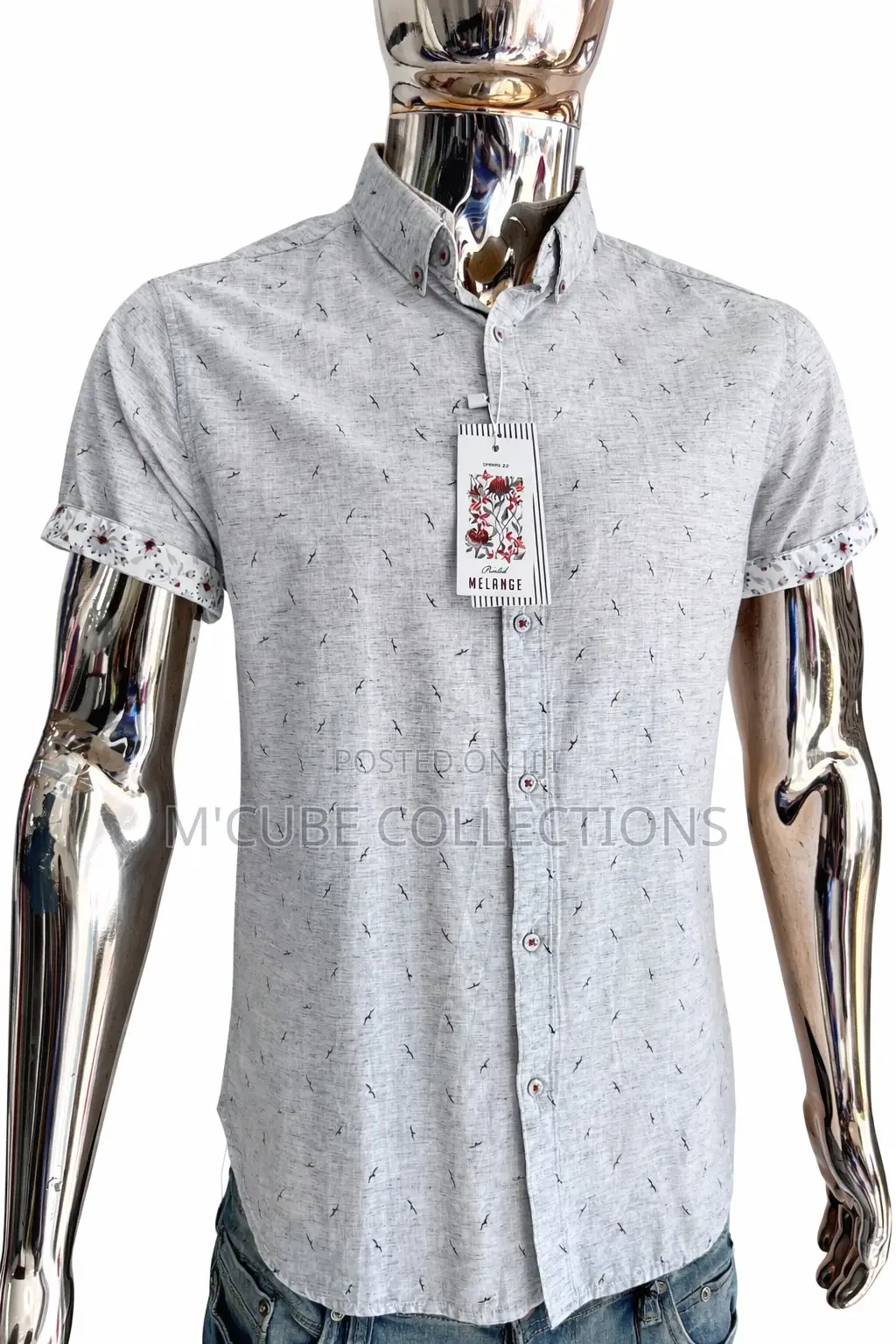 Men's Casual Chambray Short-Sleeve Shirt