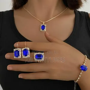 Earrings Necklace Bracelet Ring Set Skeleton Double Heart Alloy