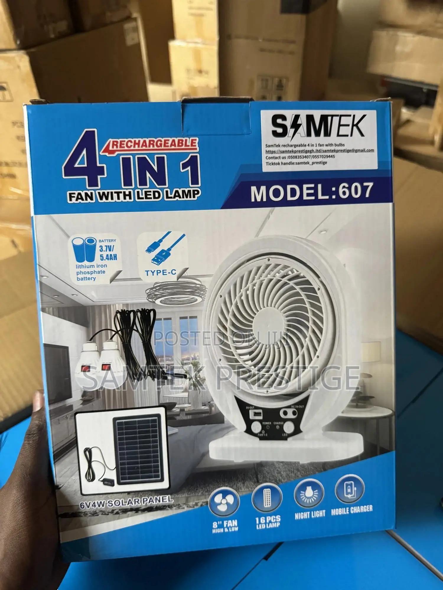 Samtek 8inch Rechargeable Portable Fan