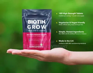 Biotin 10,000mcg + Zinc & Copper 180 Tab | Hair, Skin & Nails Growth